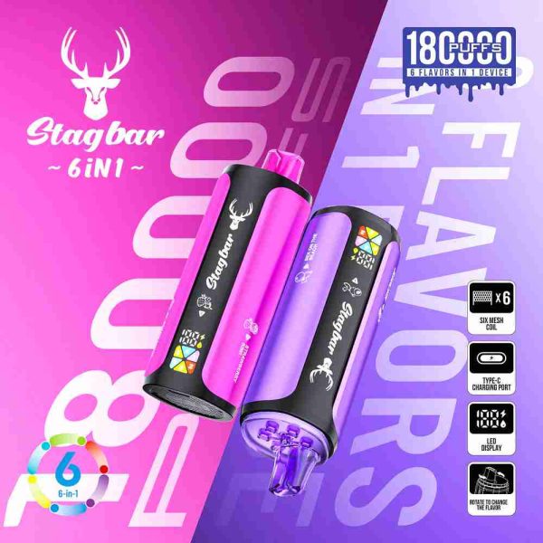 EU Warehouse Stagbar 6 IN 1 180K Puffs Disposable Vape Wholesale - [VapzVape]