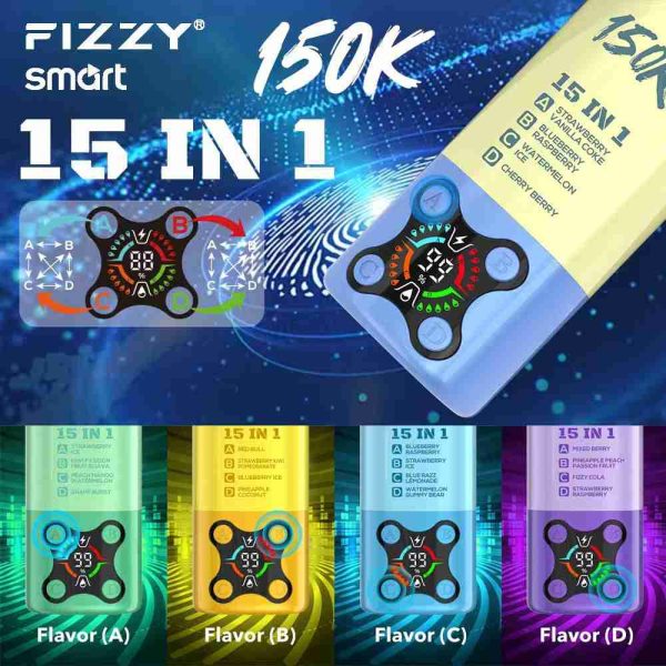 EU-Lager FIZZY SMART 15 IN 1 150k Puffs 80 ml Einweg Vape Großhandel – [VapzVape]