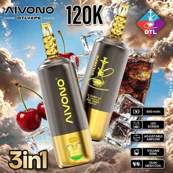 EU Warehouse AIVONO DTL 3 IN 1 120K Puffs Disposable Vape Wholesale - [VapzVape]