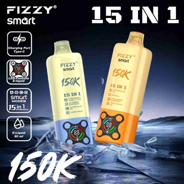 EU-Lager FIZZY SMART 15 IN 1 150k Puffs 80 ml Einweg Vape Großhandel – [VapzVape]