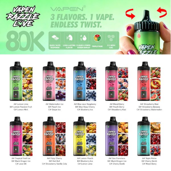 VAPEN RAZZLE LOVE 3IN1 80000 Puffs – Bild 2
